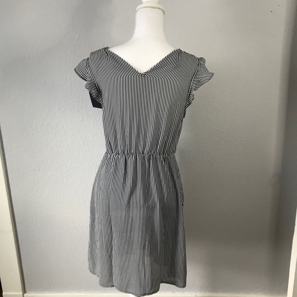 Eclair Navy Blue and White Striped Dress - Picture 4 of 4